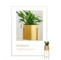 Modern Metal Floor Flower Stands With Planter Pot (Gold) Set of 3 - Free Size, Gold, Metal, Indoor/ Out Door, Pack of 3, Circular